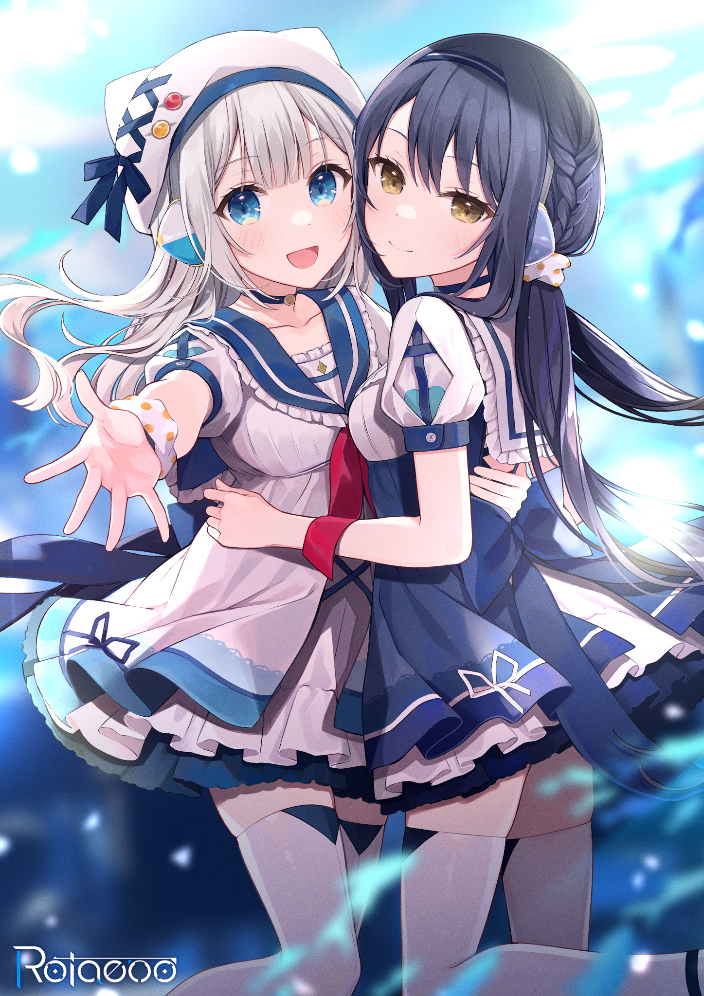 two best friends hugging anime