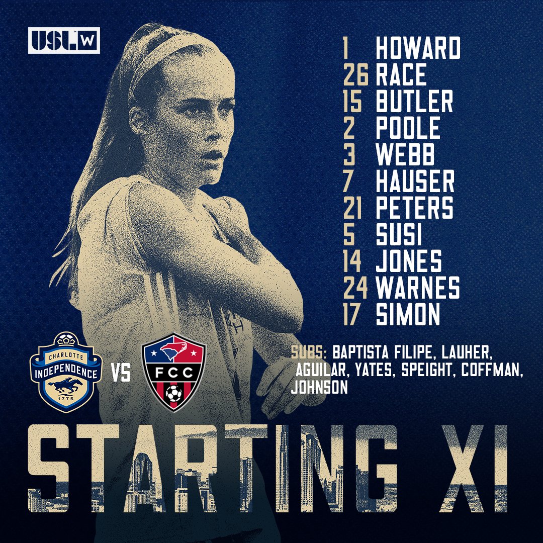 cafc_uslw's tweet photo. Let's get after it ๐ช. We present our Starting XI.
#CLTvFCC #WeAreCLT #ForTheW @USLWLeague https://t.co/5VqqMWqyM4