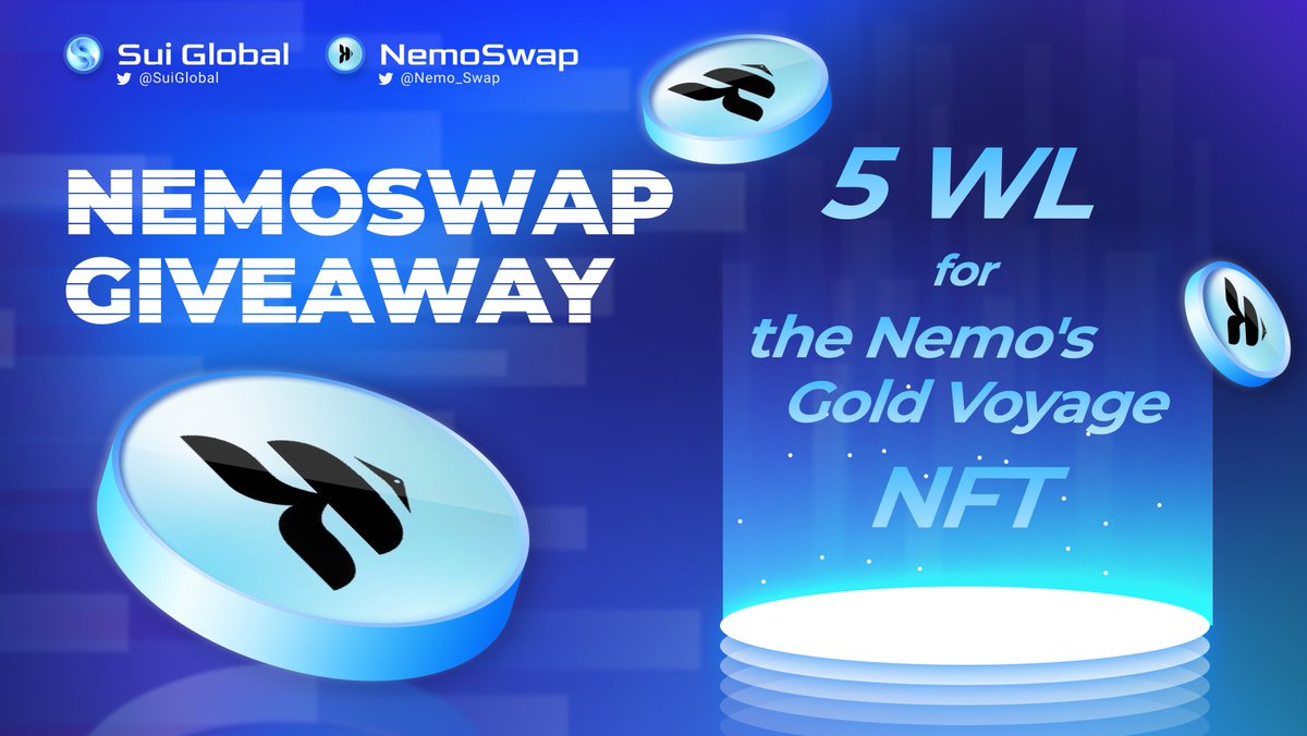 thedailyblock's tweet image. 🥁 @Nemo_Swap  will introduced the 2nd NFT collection named: The Nemo's Gold Voyage🚀
- Time INO: May 29
- Mint Price: 0.1 Sui

🎁Giveaway 5 WL🎁

✅Comlete easy questN
👉app.questn.com/quest/77681711…

⏰20h.

The first NFT collection: The Nemo's Silver Voyage has x500🥰#NEMOSwapIDO