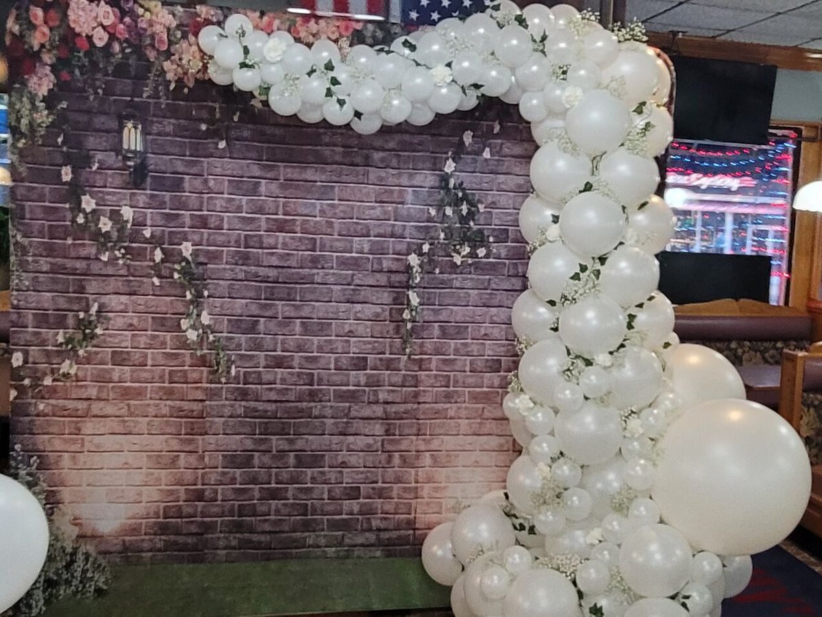Our luxurious balloon decor with florals will take your party to the next level of elegance. #WeddingGoals #EngagementParty #LuxuryLiving #EventDecor #Engagedinwisconsin #TheKnot #WeddingWire #PhotoBooth #Balloondecorations #Balloondelivery #Florals  #waukesha #quinceañera