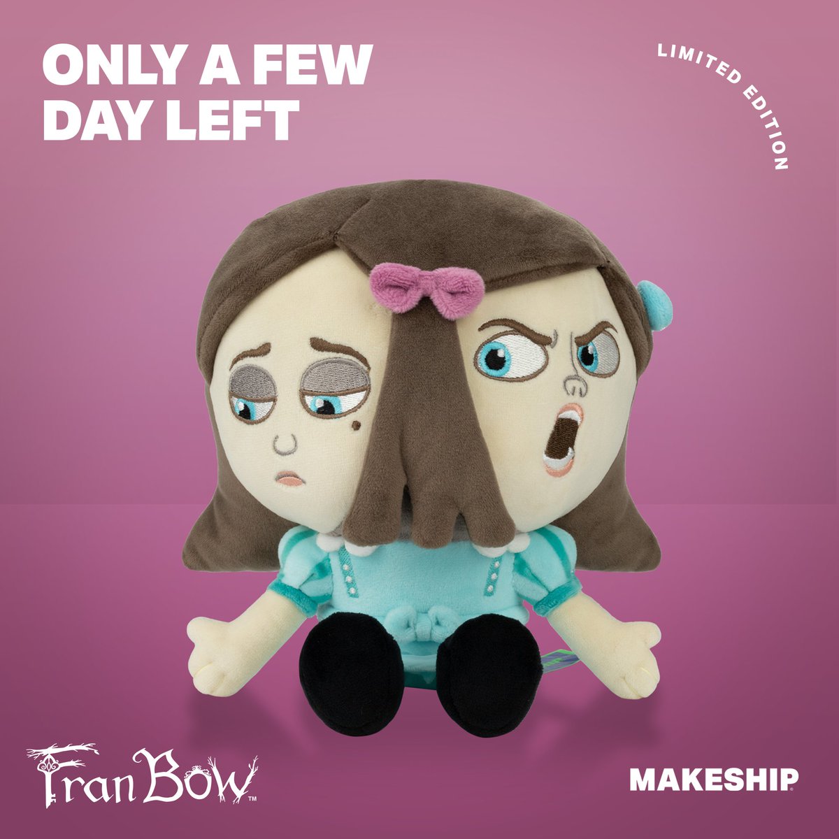 Only a few days left. 🤯 💎🎀
👉 makeship.com/products/clara…
Only available during this campaign! 

#killmondaygames #indiegame #horrorgame #makeship #franbow #gamemerch #plushie #claraandmia #buhalmettwins #buhalmettwinsplushie #franbowmerch