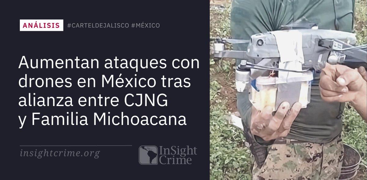InSightCrime_es's tweet photo. #México | Los grupos criminales están utilizando drones para bombardear poblaciones situadas a lo largo del río Atoyac, en Guerrero, México. Los lugareños culpan de estos ataques a La Familia Michoacana.

👉 https://t.co/PSAoNEmMXk https://t.co/rH55NkwYqZ