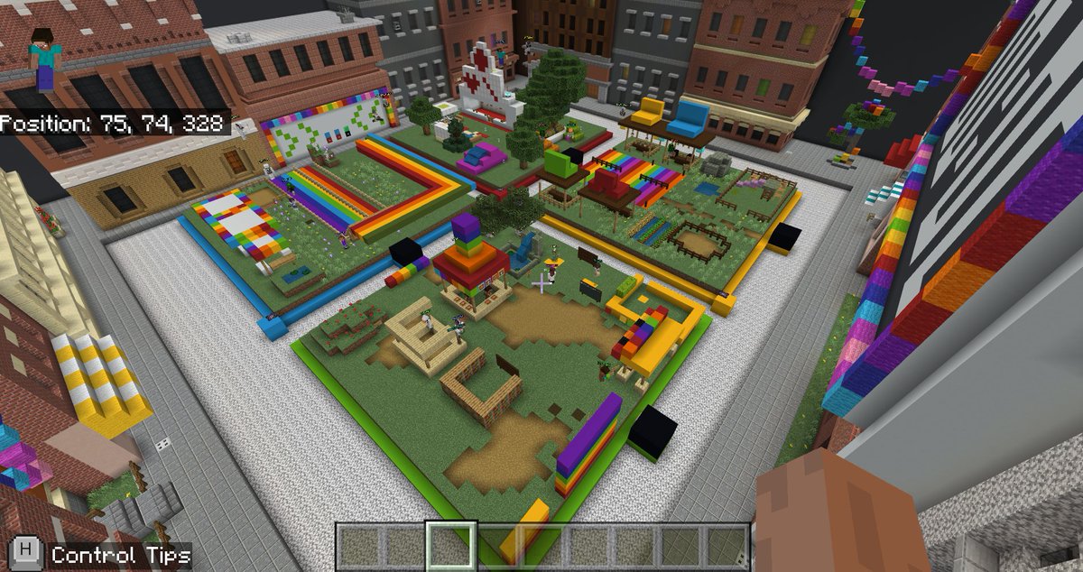 The details, and charity messages are just incredible!!!  Love Practice Plaza builds.  Well done teams!!!!!  Can't wait for Round 6. #girlswhogame #iwork4dell @MinecraftEdu @DellTech @intel