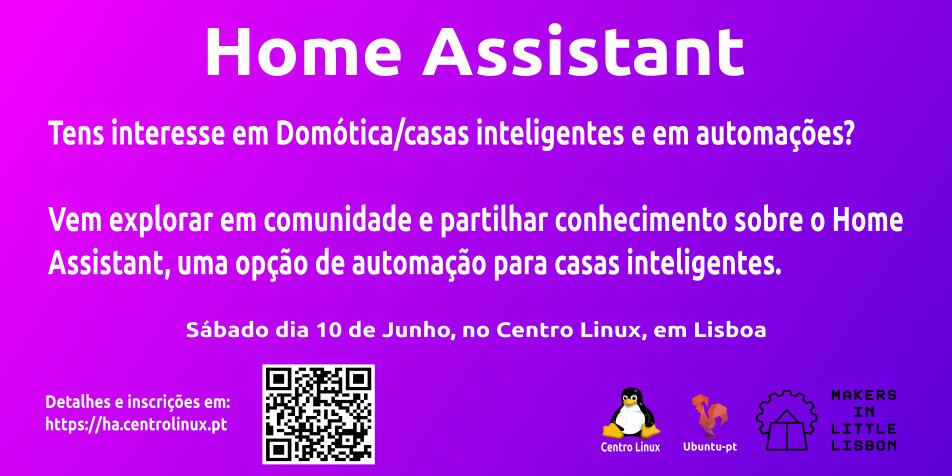 CentroLinuxPt's tweet photo. Tens interesse em Domótica/casas inteligentes e em automações? 
Vem explorar em comunidade e partilhar conhecimento sobre o Home Assistant, uma opção de automação para casas inteligentes.  Detalhes inscrições em https://t.co/6XBxfTzeyz #HomeAssistant #Domótica #HomeAutomation https://t.co/dMGI1X7nN8