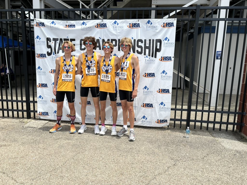 4x800 team of Collman, Naugle, Dutton and Eldridge finish 3rd with a school record time of 7:57.54!