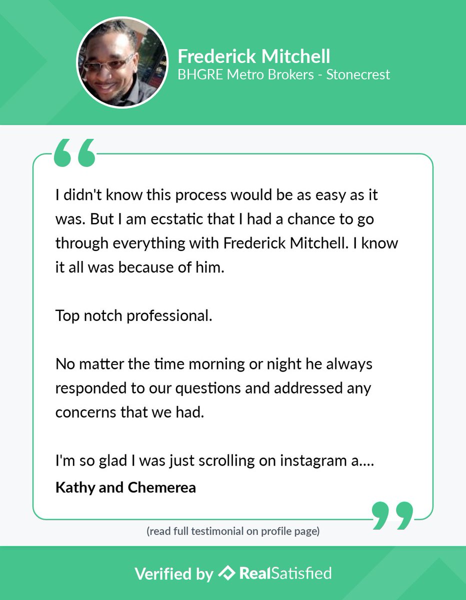 fredmetroagent's tweet photo. This client testimonial simply made my day. https://t.co/ZjqKVxqPq7 via @realsatisfied https://t.co/ZAKX6tpork