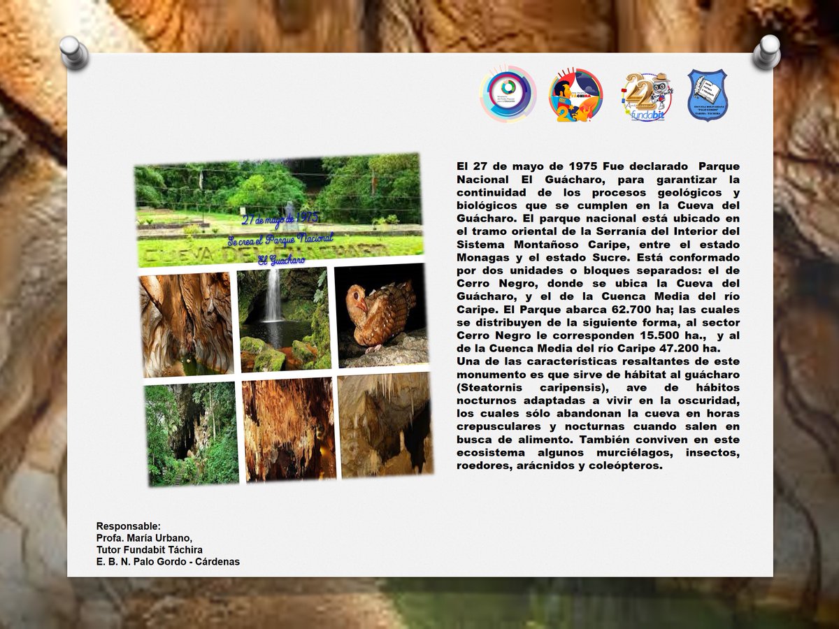#27Mayo  ||  DECLARAN PARQUE NACIONAL "LAS CUEVAS DEL GUÁCHARO"
<a href="/_LaAvanzadora/">Yelitze Santaella</a> <a href="/Berzabethg1/">Berzabethgandicaoficial</a> @MPPEDUCACION @ZonaEducTachira <a href="/Fundabit_/">FundabitOficial</a> <a href="/zulima_parilli/">zulima Parilli</a> <a href="/FundabitTachira/">Fundabit Táchira</a> <a href="/yuraimaaurora/">Licda. Yuraima Martinez</a>  <a href="/jasmiramartinez/">jasmira martinez</a> <a href="/IRISARY/">GREISY IRISARY</a> @Palogorfo  -