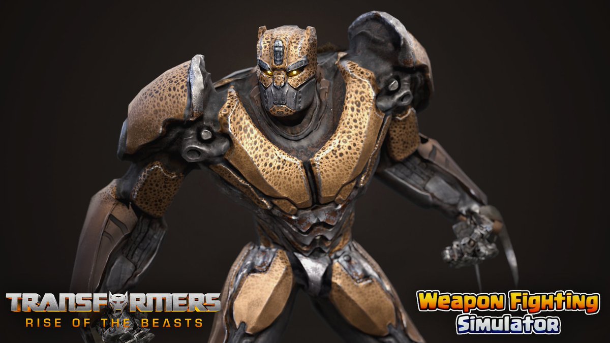 Check out this Cheetor Model I made! 🔥

I was responsible for Modeling / Texturing this character for the collaboration between 
<a href="/gamefamstudios/">Gamefam Studios</a> &amp; <a href="/transformers/">Transformers</a>

Event is live on the Weapon Fighting Simulator: roblox.com/games/85543783…

#Roblox #RobloxDev #RiseOfTheBeasts