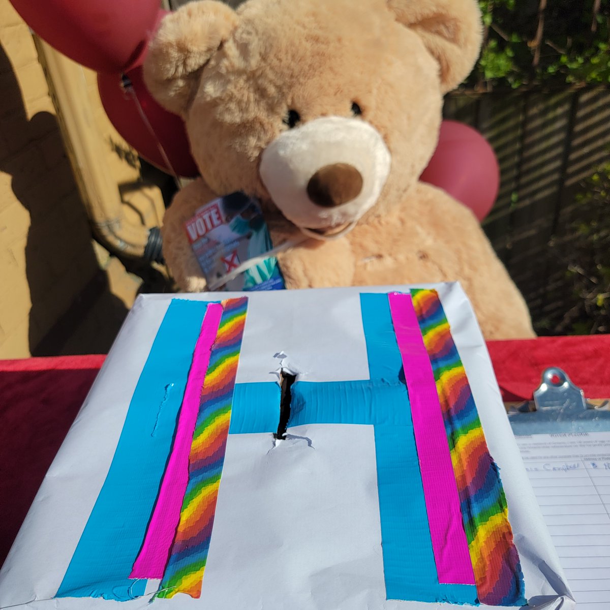 OntarioHealthC's tweet photo. We can't "bear" to lose our public medicare!
The care bear toured London yesterday &amp; he's on the road again today. At the Aeolian Hall voting station 👇

VOTE TODAY to stop our public hospitals from being privatized to for-profit clinics and hospitals https://t.co/BvAesPrxus https://t.co/cgHBp39FvD