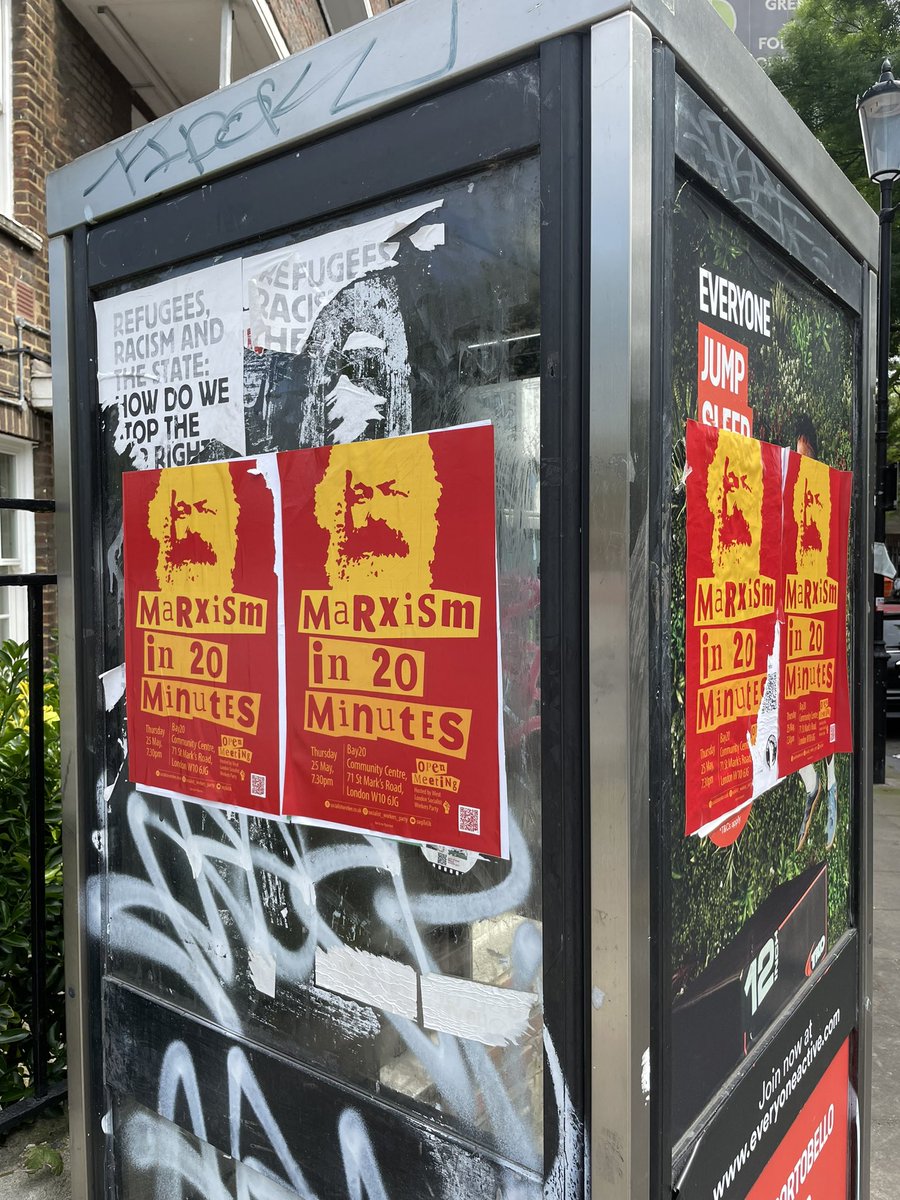 More news on the “Phone Booth 2 Crack smoking Booth” recycling initiative .Good to see the Marxists getting involved,using their fine posters to stop children walking home from schools looking in ruining peoples buzz!
Well done comrades another double win!
