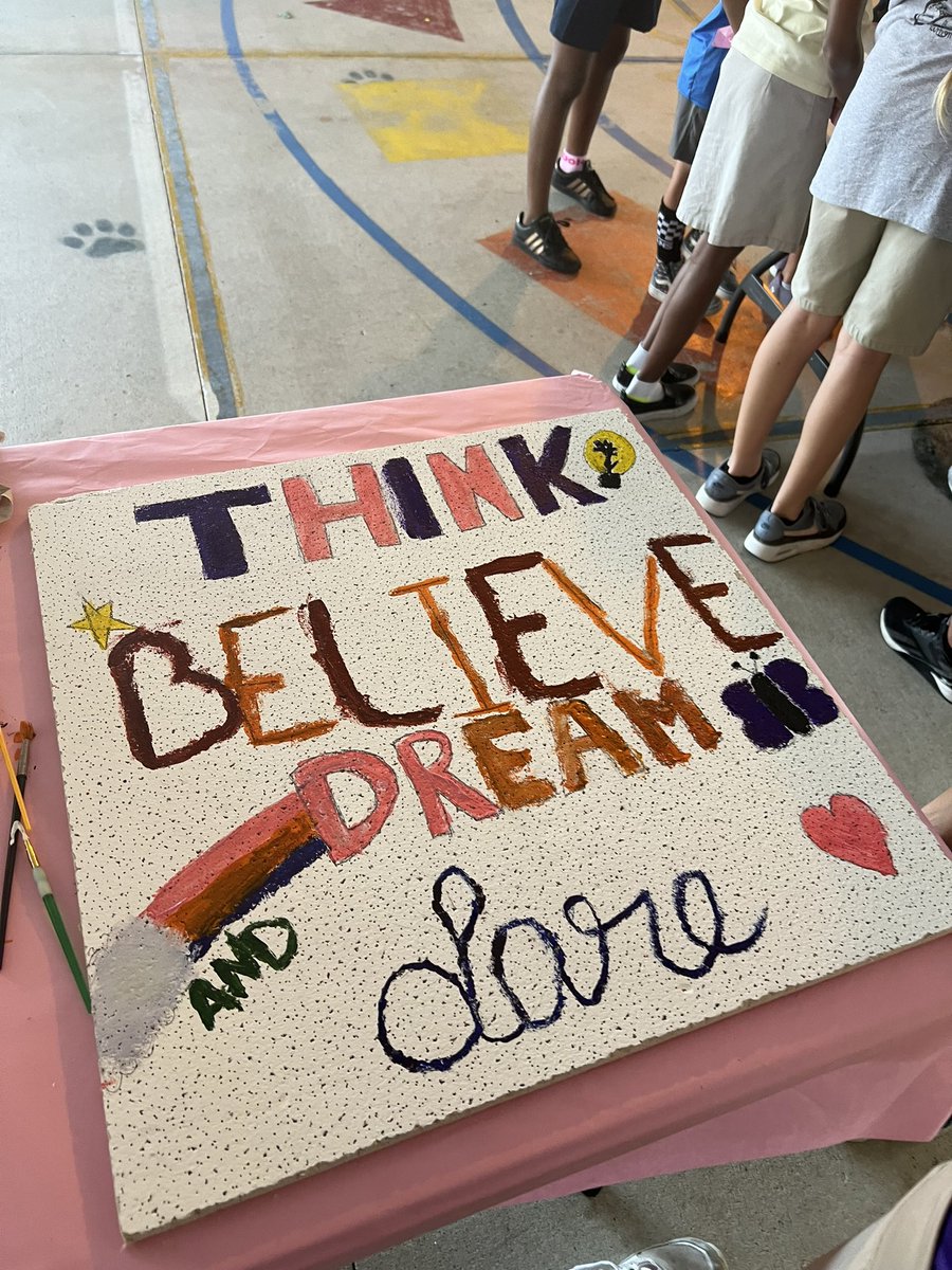MsShelbaugh's tweet photo. Painting ceiling tiles with our 2nd grade buddies on Leadership Day!  @CESCorkyBear https://t.co/jn9QmHR8Yg