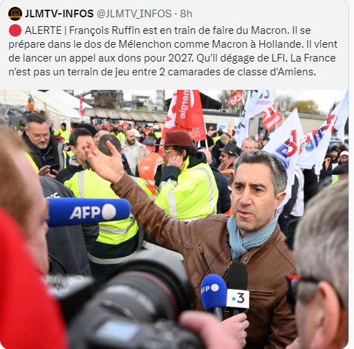 MacronardsFM's tweet photo. Énorme 😂😂😂 @JLMTV_INFOS a  supprimé son tweet 😂😂😂 ça tangue #lfi ! Comme le tweet est supprimé... vous savez donc ce qu'il vous reste à faire 😂😂😂😂
Ils se dévorent ! Que c'est bon 😂 https://t.co/JJCAKNxmGB