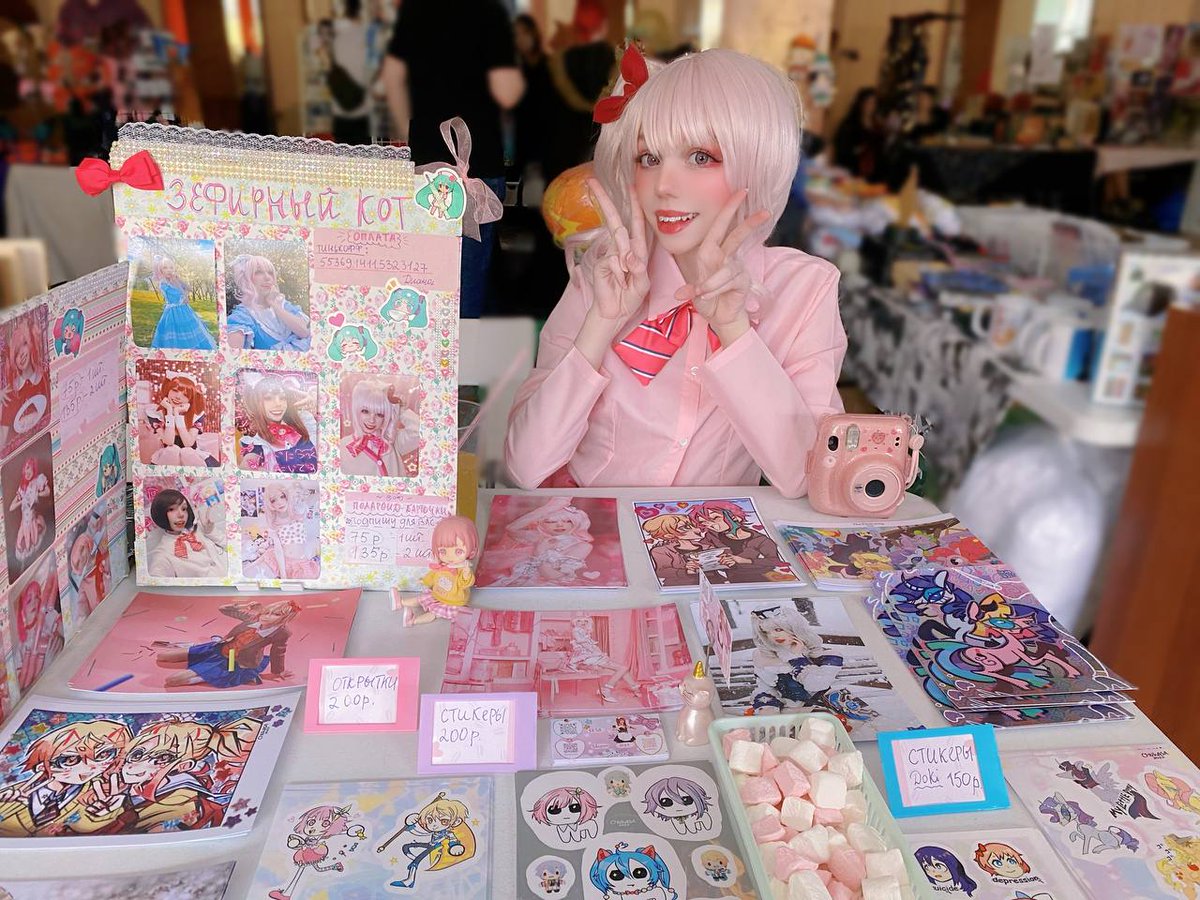 666TPB's tweet photo. Our table from a convention last week, selling art and cosplay prints with @ZephyrCat 💞
Last time I sold merch was right before the pandemic, I'm so happy to be back :зс #prsk https://t.co/EdmHa3PG5h