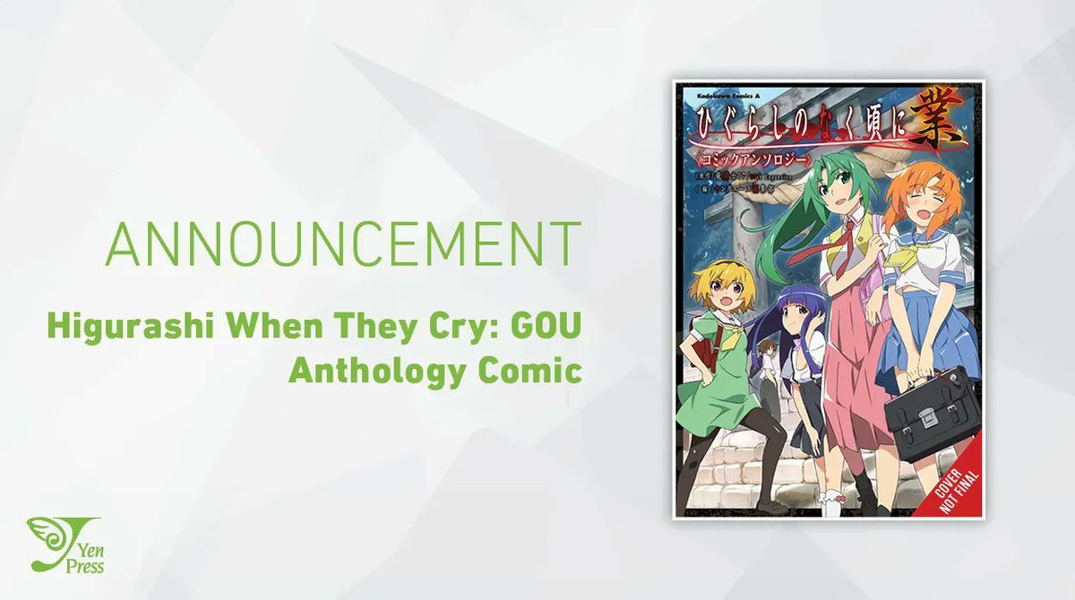 yenpress's tweet photo. NEW MANGA ANNOUNCEMENT: Higurashi When They Cry: GOU Anthology Comic

June 1983. While it normally signifies an inescapable doom for Rika and her closest companions, a crew of guest artists bring its cheerful vitality to life! Join the gang in their early summer adventures! https://t.co/lduItiBXah