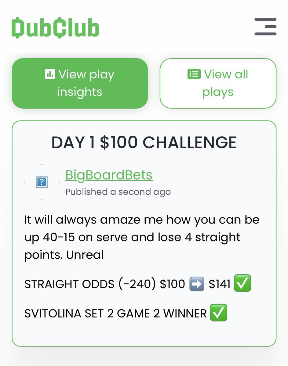 SGP_Vick's tweet photo. DAY 4 CHALLENGE
IT ONLY TOOK 20 MINUTES & WE WENT FROM PLAY 1 TO PLAY 3 ๐
Turning a tiny $100 INTO $619 โ
โ
NOW WE TAKE A BREAK & GO WITH THE EARLY BASEBALL GAME โ๏ธ
LETS TURN
$619 โก๏ธ $913 ๐
#GamblingTwitter #bigboardbets #sportsbettingtiktok #easypicks #mlb #fyp https://t.co/MTNwRWoRNQ
