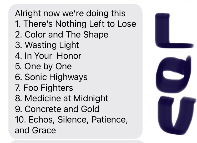 DRiceHockey's tweet photo. No one asked, but @Loofighter &amp; I ranked all the #FooFighters albums yesterday. Reminder, there is no bad album from the Foos! Second reminder, the St. Cecilia EP was not included but filled with five bangers. https://t.co/PJyq1UqPSs