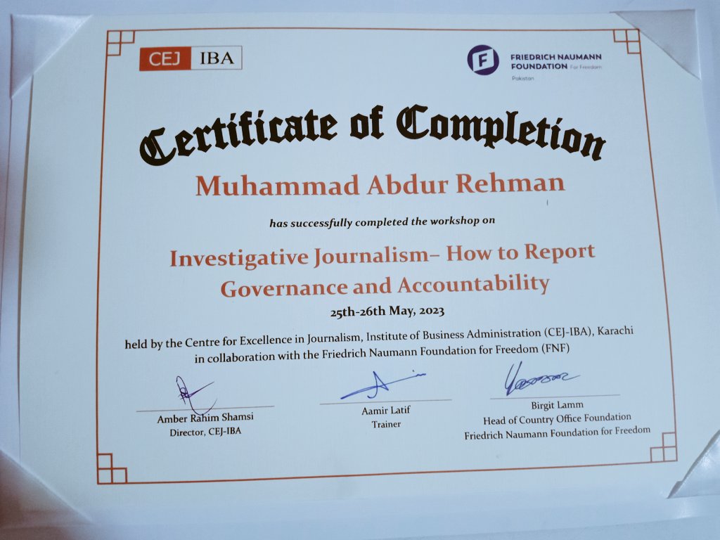 A very Informative , @CEJatIBA & @FNFPakistan 's workshop on 'Investigative Journalism: How to Report Governance & Accountability'!

Thanks to Maam @AmberRShamsi  🙏
#CEJatIBA #FNFPakistan