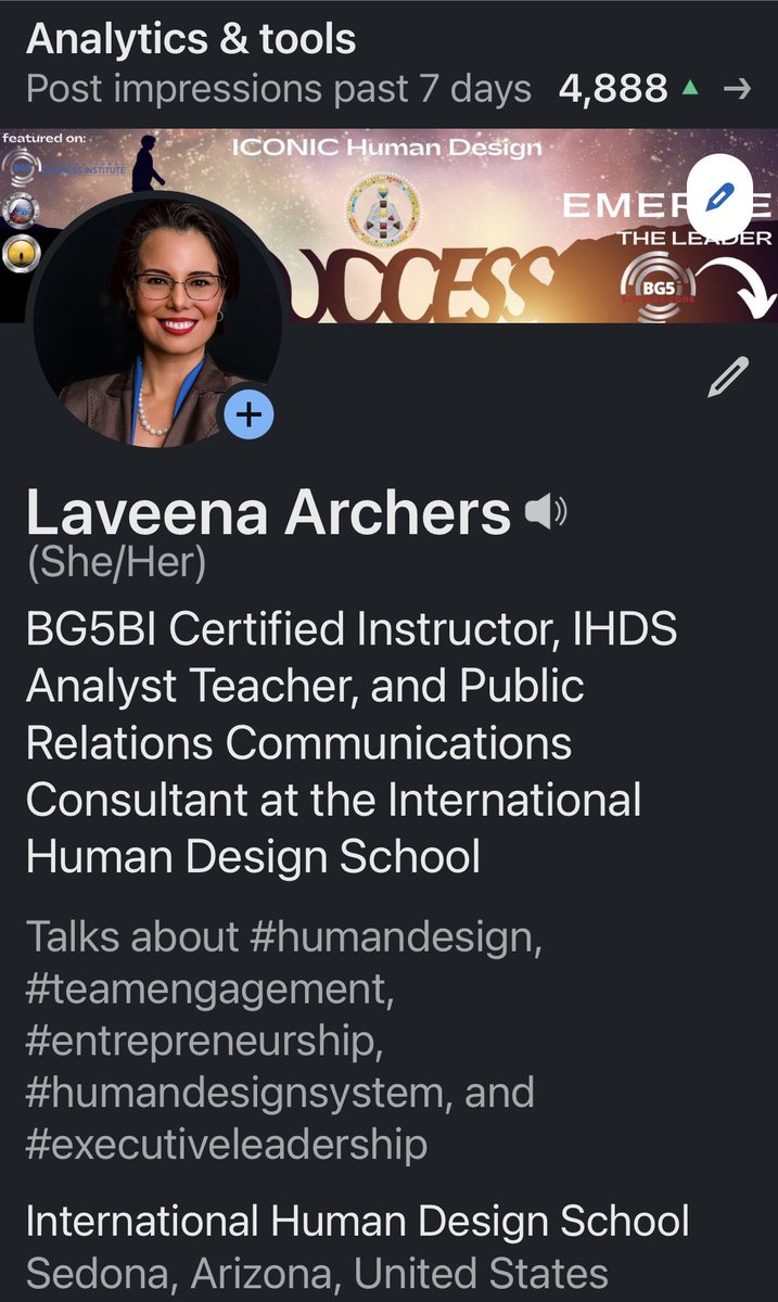 HumanDesignLife's tweet image. 4,888 impressions this week? @LinkedIn is on fire! Join me and @bg5bi, @IHDSchool for #HumanDesignBusiness content. linkedin.com/in/humandesign…