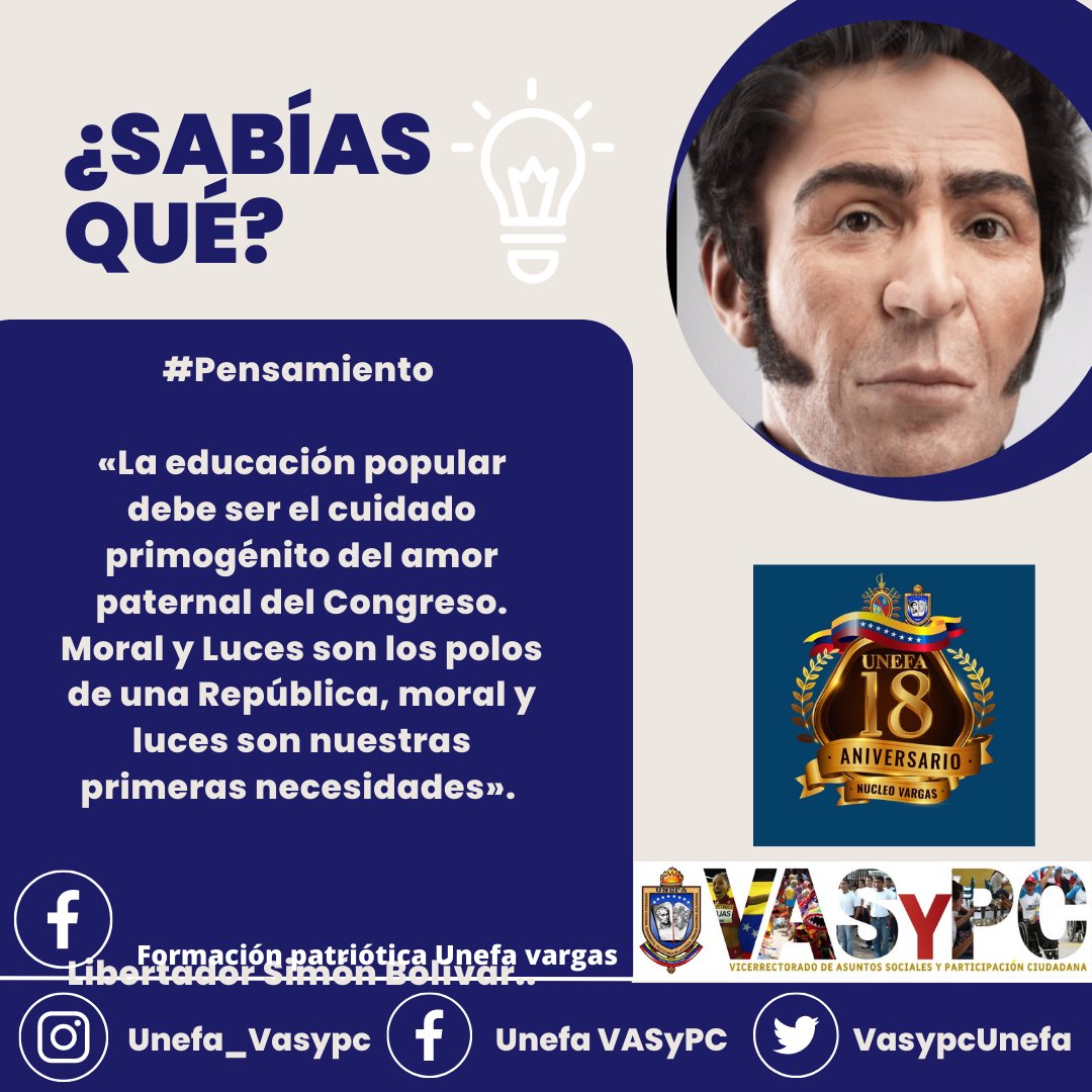pensandoaunmas's tweet photo. Desde la CFP 🇻🇪 adscrita al área de ASyPC UNEFA Núcleo Vargas, adjunta #EfemeridesDeLaSemana  #EtiquetasDelDia en la redes sociales #VivirYProtegerAlPueblo #LaGuairaMasCerca #UnefaSomosTodos #SistemaNacionalDeIngreso #VASyPC #Unefa #UnidadFuerzaChavista #ConElMazoDando https://t.co/qdkqI3eAxY