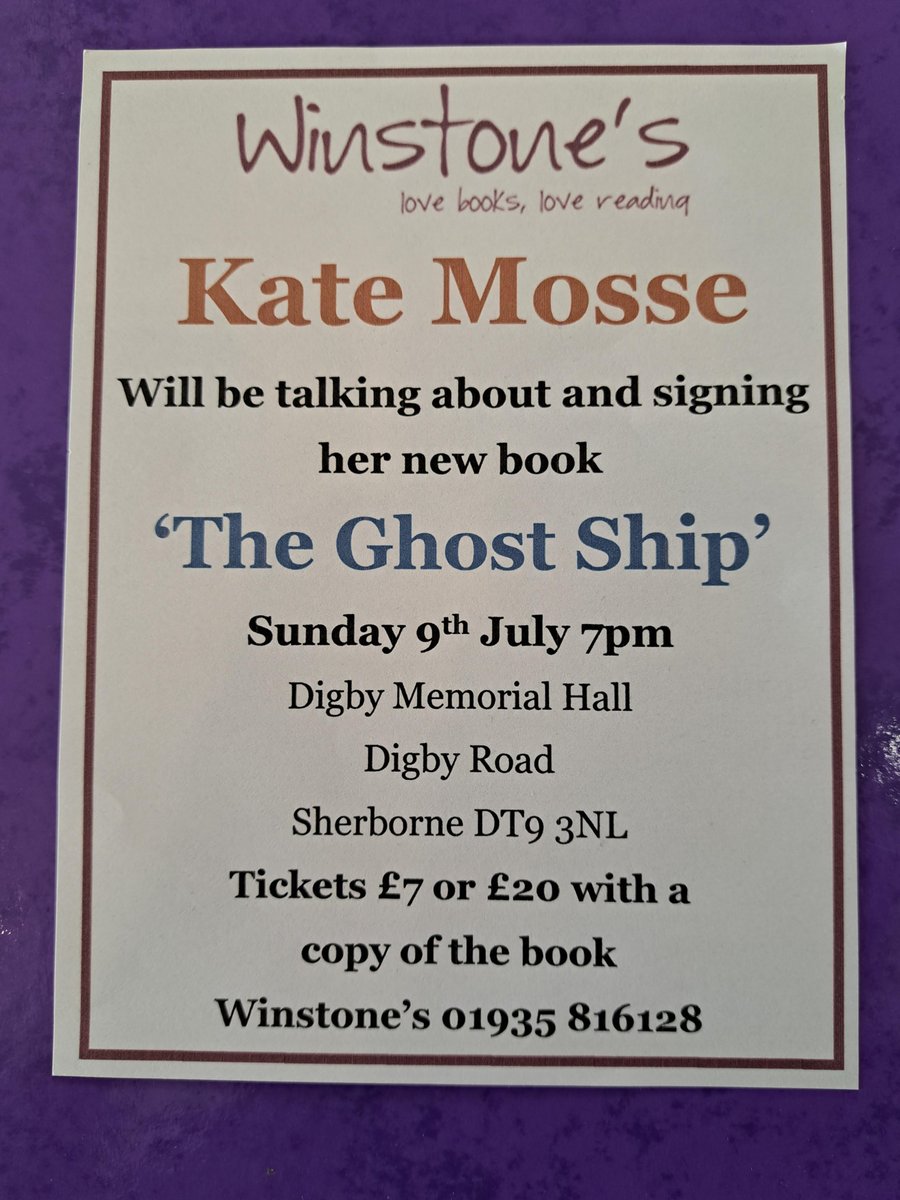 Looking forward to July! Tickets from us in the shop, 01935 816128 and the website shop.winstonebooks.co.uk/blogs/events/k… @SherborneMuseum @Sherlitfest @DorsetLibraries @dorsetreading @Giles_Adams @WhatsOnInDorset @dorsetwriternet @SomersetLib @SherborneGirls @SherborneSchool @ElaineS94628394