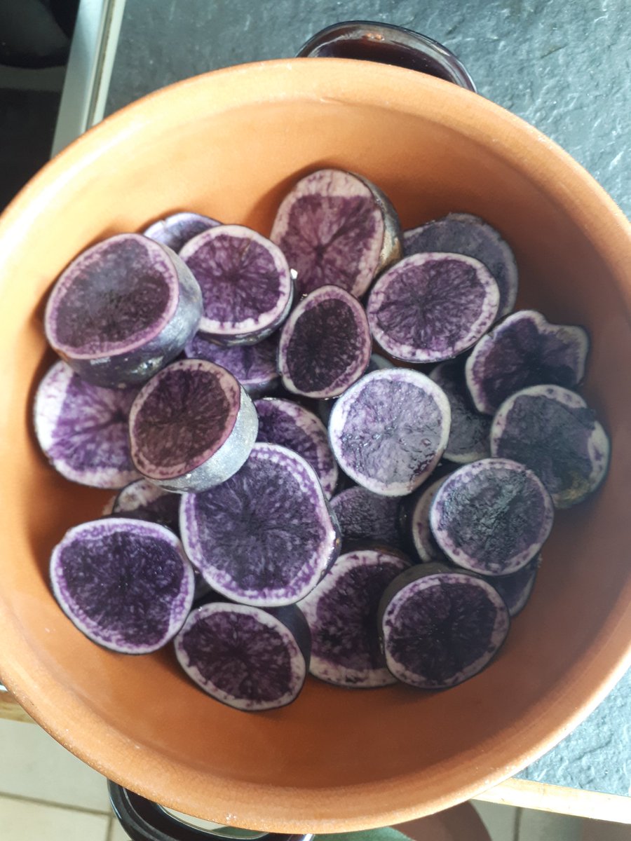 These are called blue potatoes in 🇩🇰.
In addition to looking amazing, they taste great when ovenbaked.