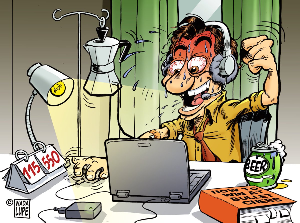 AjedrezConHumor's tweet image. El adicto al chess online / Online Chess addiction

#chess #ajedrez #viñeta #humor #cartoon #dibujo #drawing #humorgráfico #checkmate #check #jaquemate #chessgame #chessplayers #match #gm #reglasdeajedrez #torneodeajedrez #blitz
