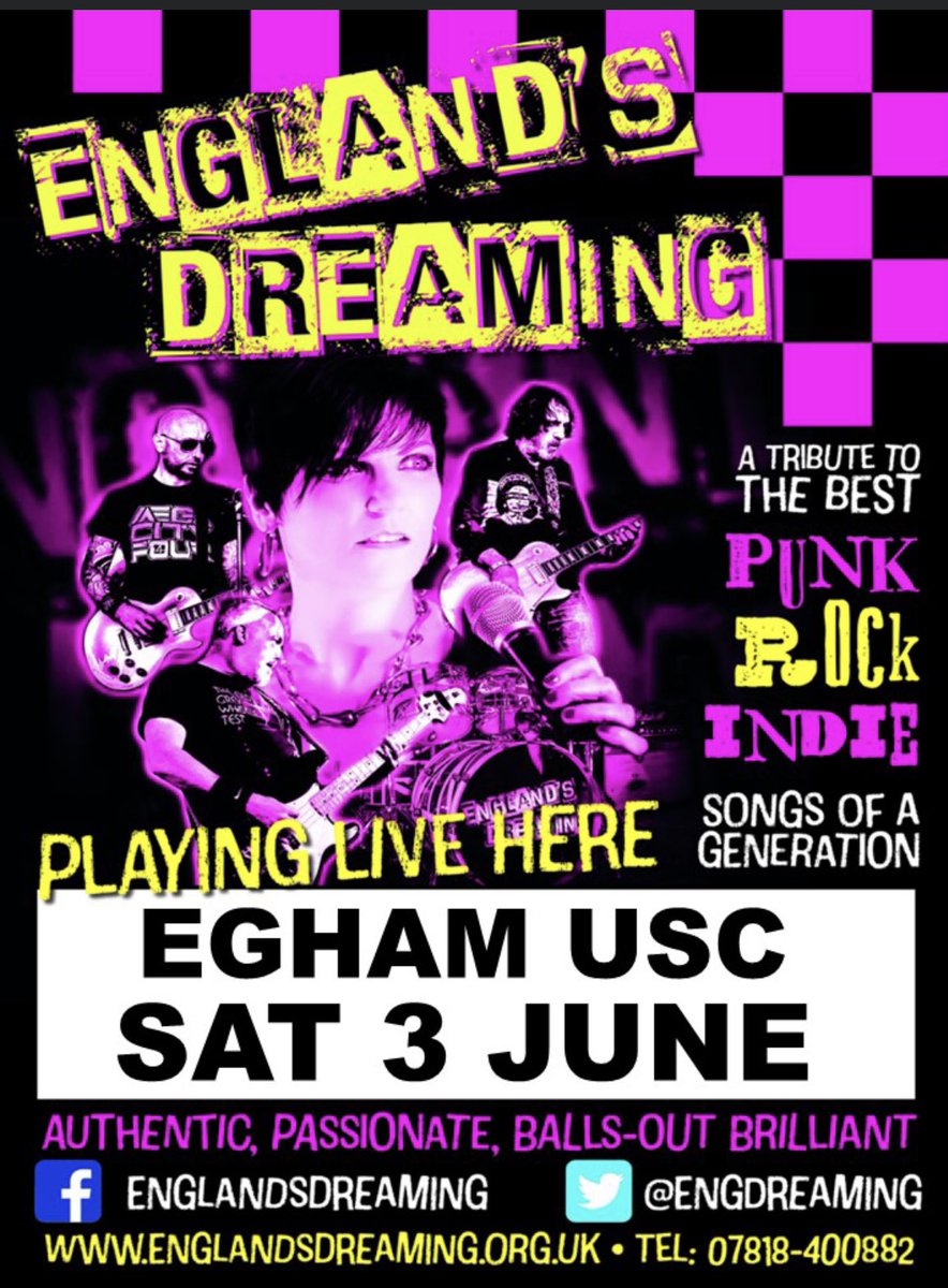 EngDreaming's tweet photo. Get on over to Egham for some excellent punk, new wave, ska &amp; indie classics at the awesome Egham United Services Club on Sat 3 June. Non members welcome £5 OTD. Great bar prices and a friendly environment. https://t.co/qQmYsgwlJw