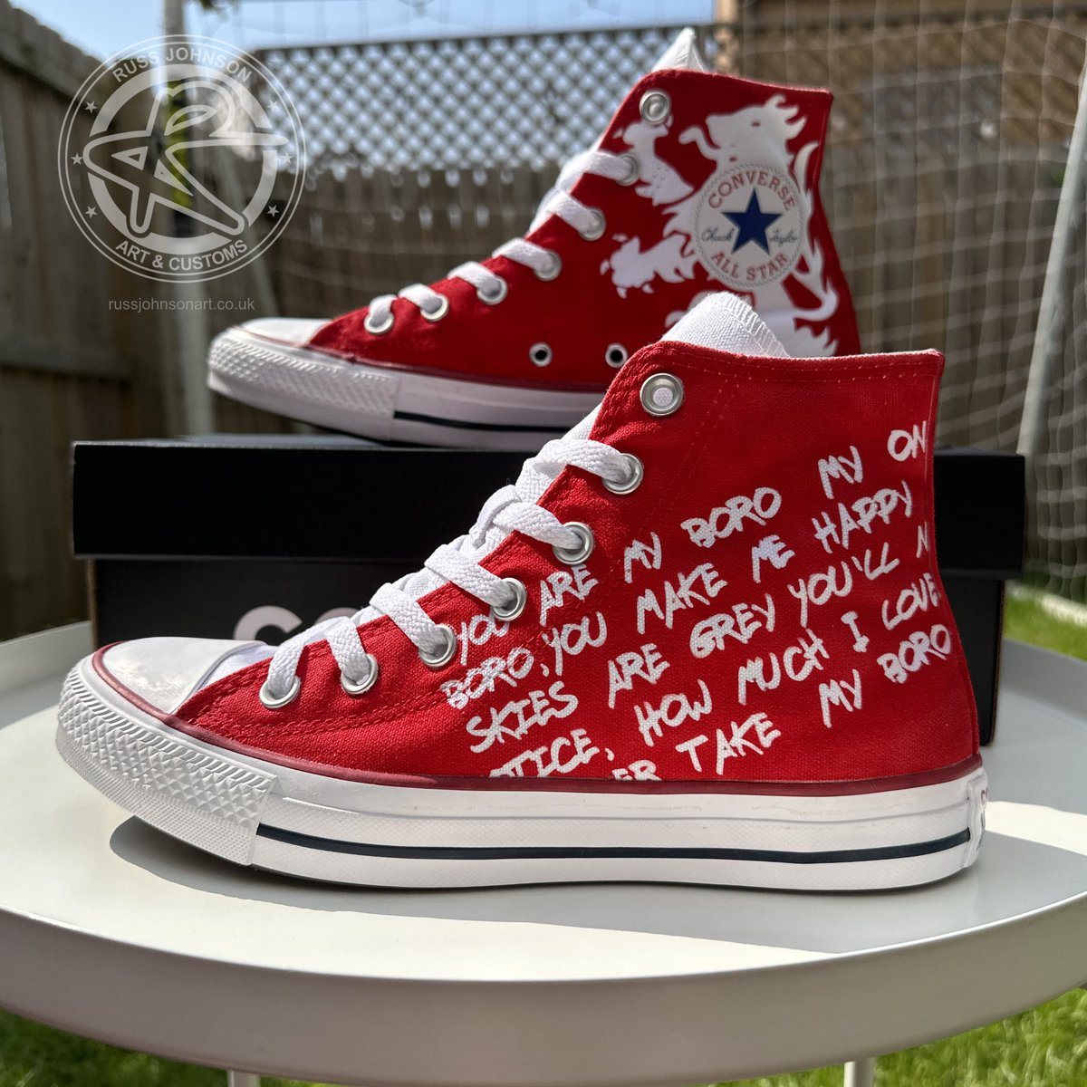 russArtist's tweet photo. You Are My Boro - Custom Boro Inspired Converse All Stars - Red / White
Shop: https://t.co/rciGGhNiLp
#teesside #UTFB #efl #utb #boro #football #riversidestadium #UpTheBoro #teessider #mfc #riverside #erimus #middlesbrough #converse #converseallstar #allstars #custom #customs https://t.co/SU1Aty4qgd