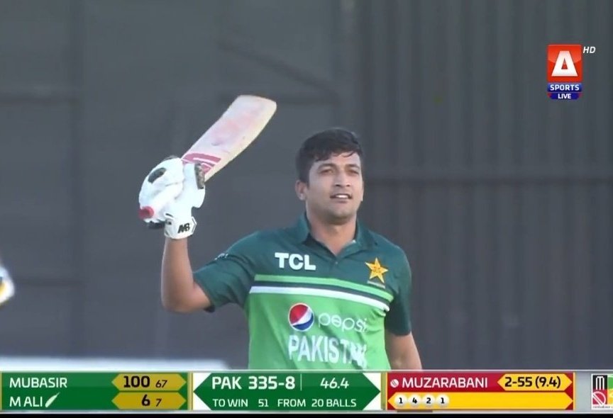 100 off 67 balls for Mubasir Khan, what a talent Ma Shaa Allah ❤️ #ZIMvPAK