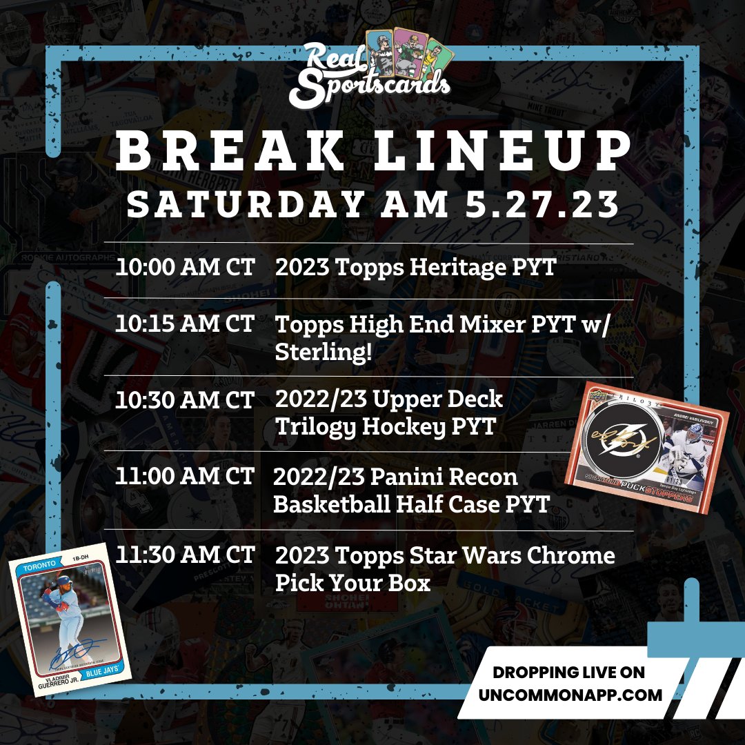 RealBreaksLive's tweet image. Going to be another busy day of breaks on Uncommon! The first break just dropped, with more to follow!!

Head over to Uncommonapp.com to check out the drops &amp;amp; grab a spot!

#Uncommon #Heritage #GroupBreak