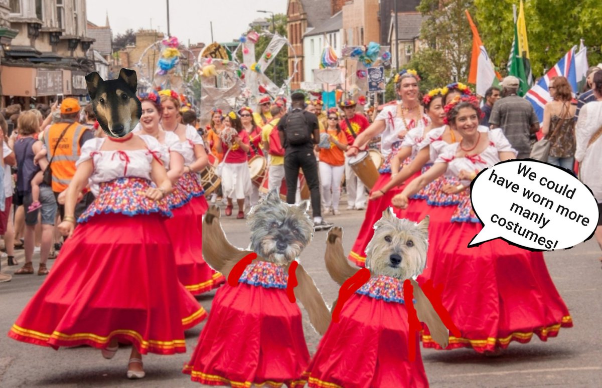 Bestie why couldn't we have worn more manly costumes! I feel a right plonker in this!!!!!
@NormanTheCairn @CollieTwiggy #BovverBoys #zzst #Carnival