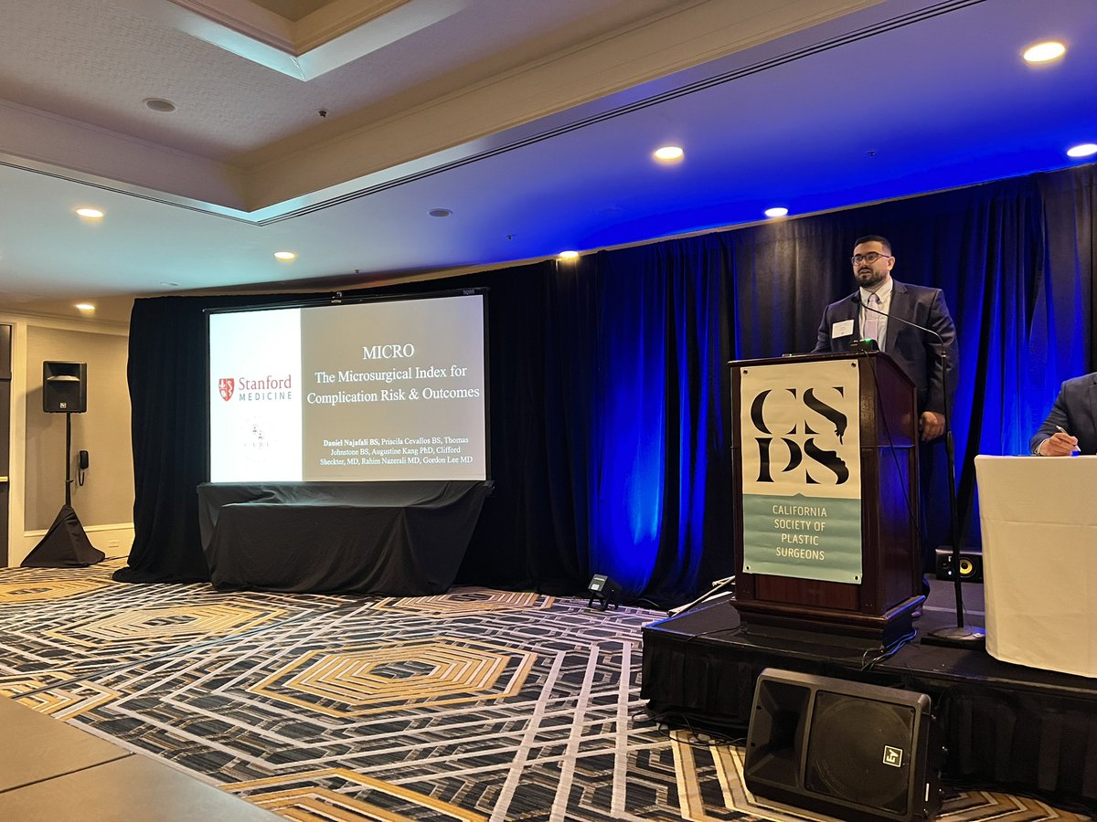 Daniel Najafali presents his paper entitled, “​​MICRO - the Microsurgical Index for Complication Risk and Outcomes,” during the Reconstruction, Head/Neck Session at <a href="/CSPSOFFICE/">California Society of Plastic Surgeons</a> 73rd annual meeting.

Co-Authors: Priscila Cevallos, Thomas Johnstone, Rahim Nazerali, Gordon Lee