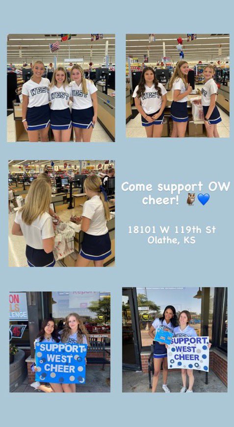 We will be at Hy Vee until 4:00pm! Come support OW Cheer!