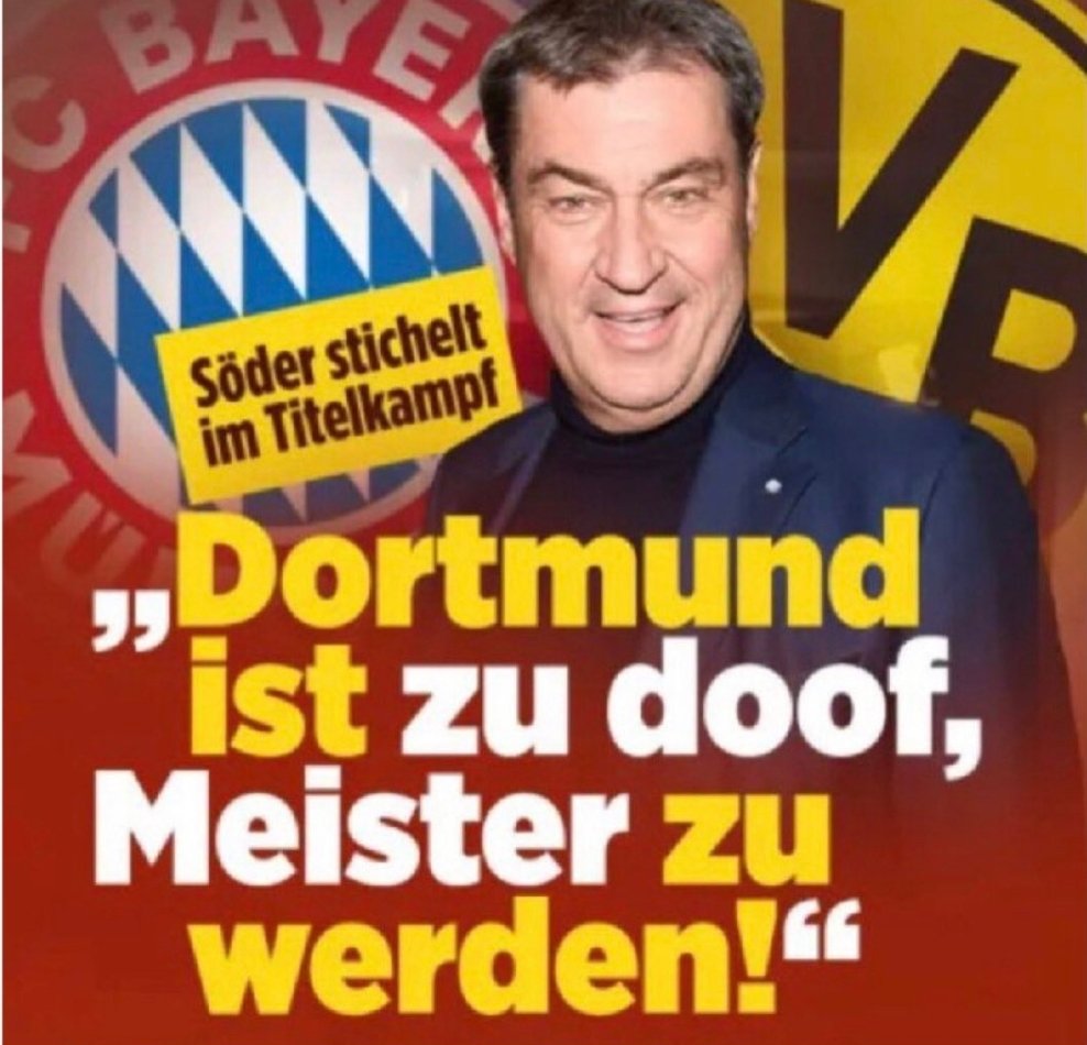 Markus Söder gewinnt.
#bvb #FCB #Meister #Bundesliga