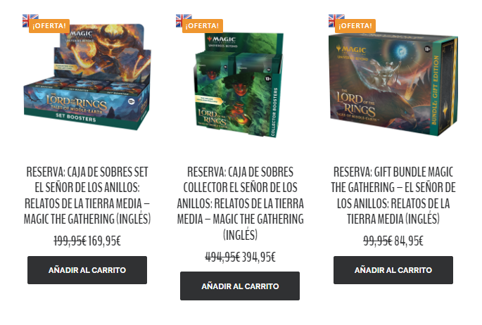 🧙‍♂️🧙‍♂️ LOTR MTG 🧙‍♂️🧙‍♂️

Ponemos 6 cajas más de Collector a 394,95 y bundle gifts a 84,95

Las siguientes serán más caras seguro. 

¿Es una locura lo que está pasando? Sí

¿Lo quieres igualmente? Compra cuanto antes.

only-cards.com/?s=El+Se%C3%B1…
