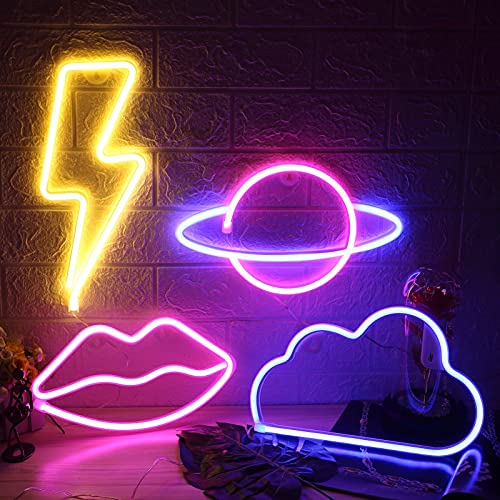 4 Pcs LED Decorative Neon Night Signs, Hanging Light Up Neon Sign for Bedroom Room Decor Neon Lights Led Cloud Signs Wall Light Sign... - amazon.com/dp/B097PCQSSZ?… #handmade #gifts #etsy #giftingideas #giftsforher