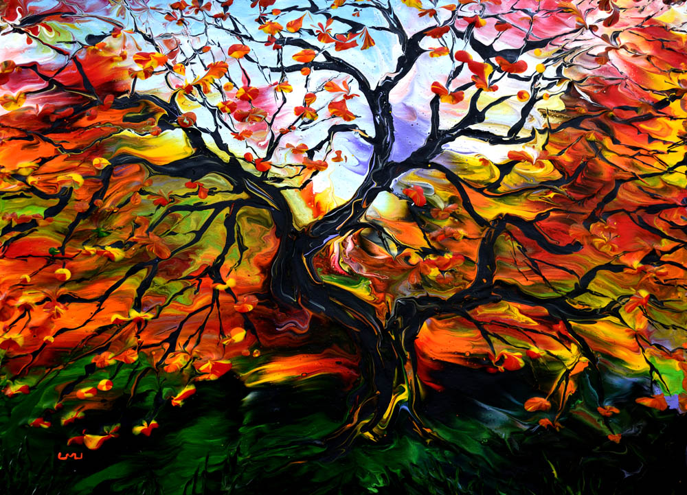 zenbreeze's tweet photo. Super happy with this pour painting, based on the famous maple tree in the Portland Japanese Garden.  12x16 original still drying.  Prints available now: https://t.co/ZVuwBKcysv #pourpainting #mapletree #portland #famoustree #autumn #wallart #artistsontwitter @FineArtAmerica https://t.co/AFec2QLm9C