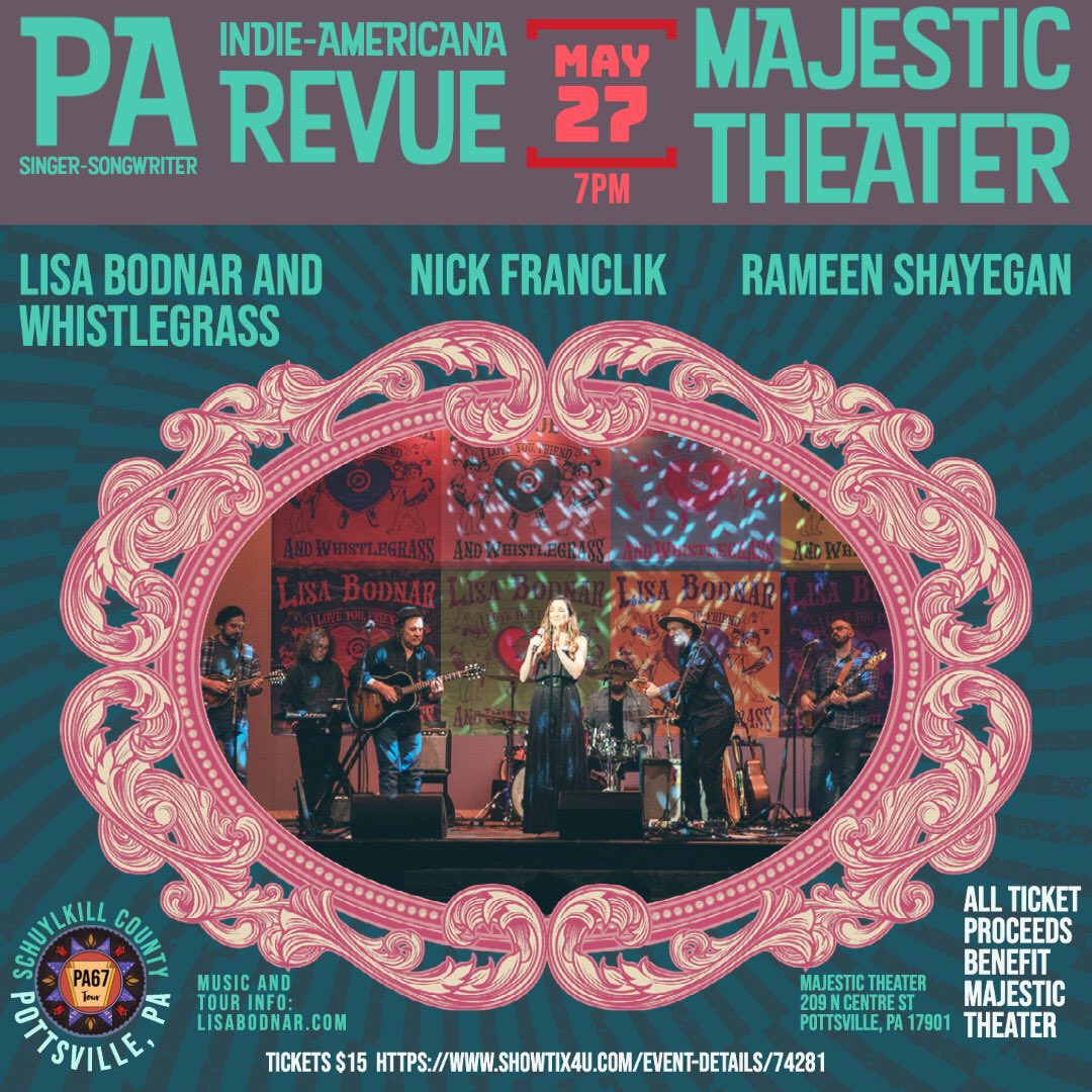 Tonight PA67 Tour lands at the Majestic Theater! Support the arts and enjoy a great night of music! Tix at showtix4u.com/event-details/… #lisabodnarandwhistlegrass #pa67tour #dekoentertainment #schuylkillcountypa  #majestictheater