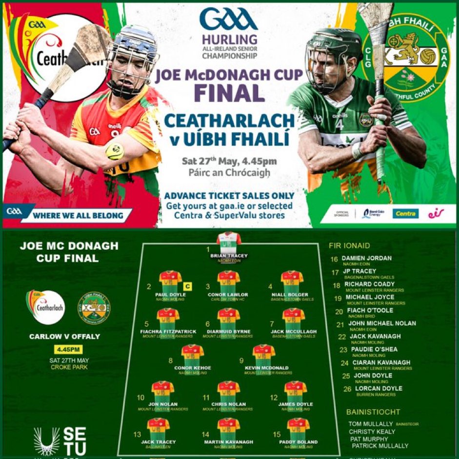 O'Hara's Irish Craft Beer (@oharasbeers) on Twitter photo Best of luck <a href="/Carlow_GAA/">Carlow GAA</a> in Joe McDonagh cup hurling final just about to throw in in <a href="/CrokePark/">Croke Park</a> v <a href="/Offaly_GAA/">Official Offaly GAA</a> Proud day for #carlow Best of luck <a href="/Carlow_GAA/">Carlow GAA</a> in Joe McDonagh cup hurling final just about to throw in in <a href="/CrokePark/">Croke Park</a> v <a href="/Offaly_GAA/">Official Offaly GAA</a> Proud day for #carlow