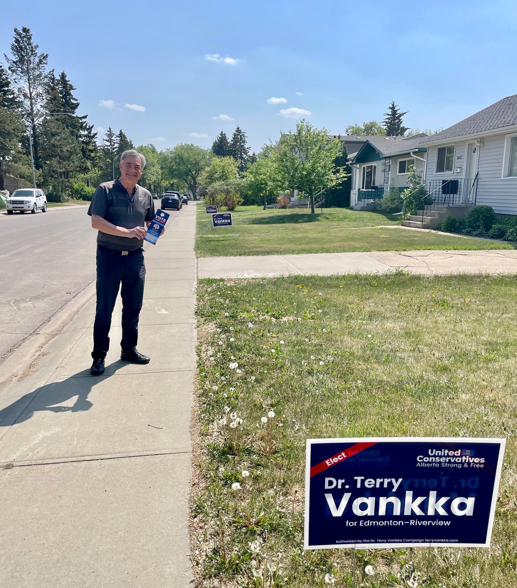 terryvankka's tweet photo. Things are lining up with all the blue in Edmonton-Riverview! Saturday, May 27 is the last day of advance polls before election day on May 29. Vote Dr. Terry Vankka #TeamUCP &amp; keep #MovingAlbertaForward! 

Find your poll at: https://t.co/tED9Rqo9Er

#abelection2023 #abvotes https://t.co/LMXrzi8FQH