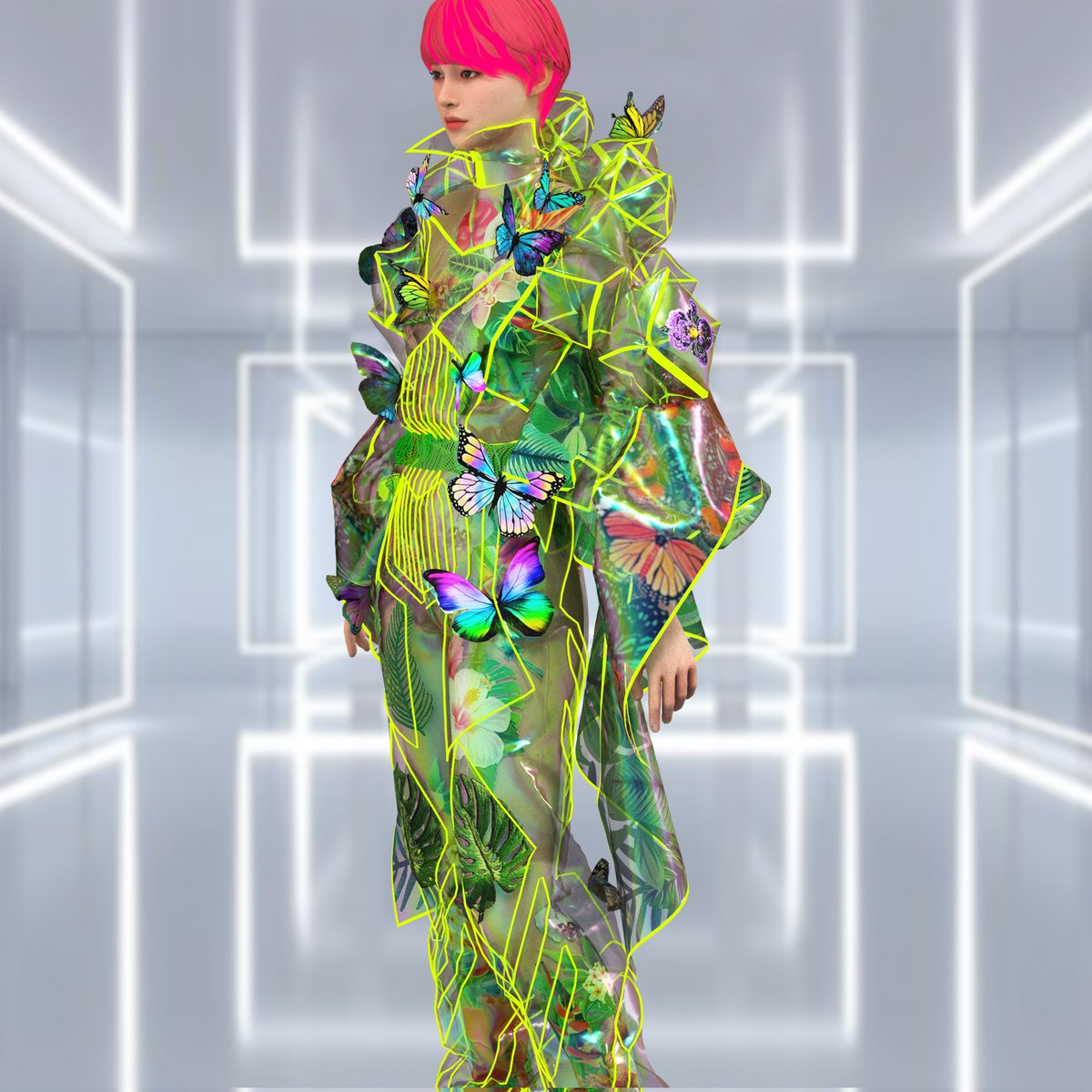 3DCSTUDIOx's tweet image. Diseño futurista inspirado en un mundo utópico donde lo vegetal lo invade todo y convive en  equilibrio con la tecnologia. 
Diseñado para @Gn3ra_io 🍀
#metaverse #moda3d #fashion3d #fashiondesign #3dworld #3dmoda #3dstyle #3dart #3dartist