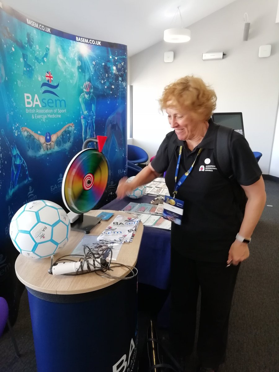 BasemCEO's tweet photo. Day 1 of @footballmed at @basem_uk's stand. A very busy day, lovely to meet so many of you from all over the world. Well done to all who got prizes in our spin the wheel! https://t.co/drxU39LPH4