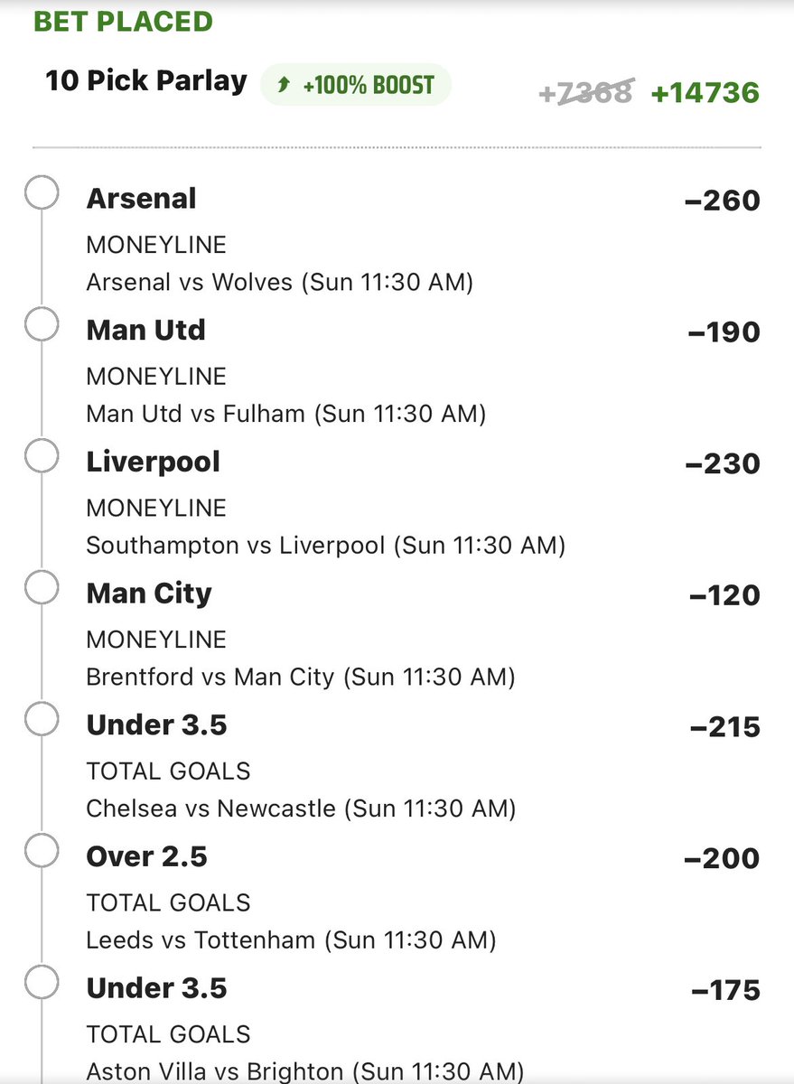 SlightlyPlusEV's tweet image. 🚨$500 GIVEAWAY!🚨

If this EPL parlay hits, I’ll give $500 to someone at random. Like, retweet, and follow @SlightlyPlusEV to enter! 

This is 24% EV if you want to tail, recommend up to 0.04u QK
#GiveAway #GamblingTwitter