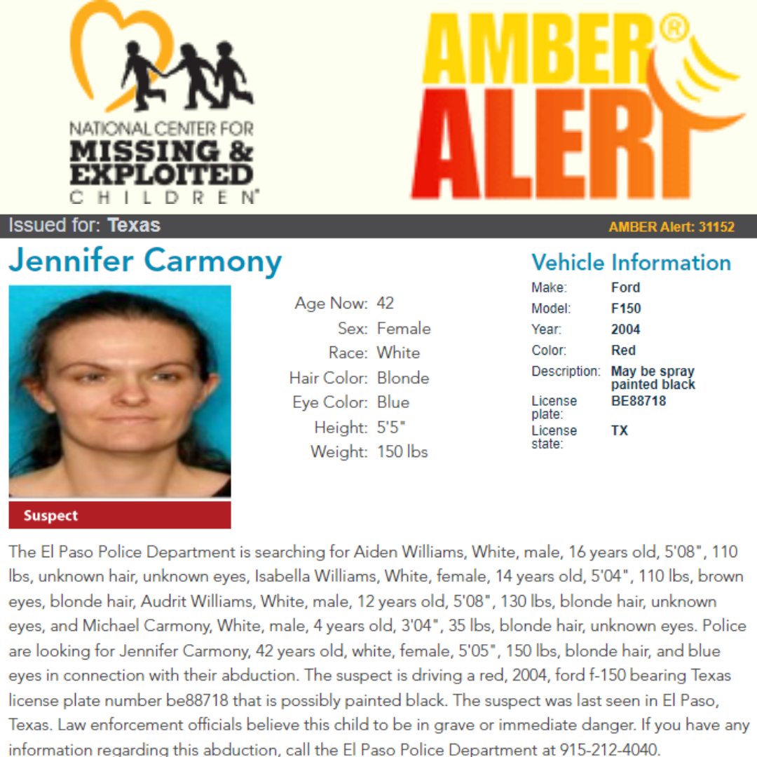 Julez_TrueCrime's tweet image. 🚨ACTIVE AMBER ALERT--EL PASO TEXAS🚨
#amberalert #missingintexas