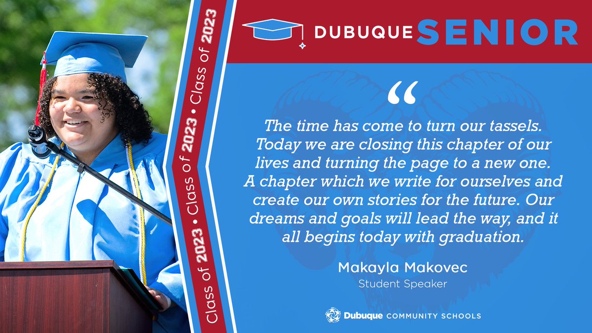 dbqschools's tweet photo. We wish the Dubuque Senior High School Class of 2023 the best as they begin the next stage of their lives! #Graduation2023 #SeniorRamFam #ThreeRamClap #DBQSchoolsProud 🎓🐏 https://t.co/eUQjMQEVen