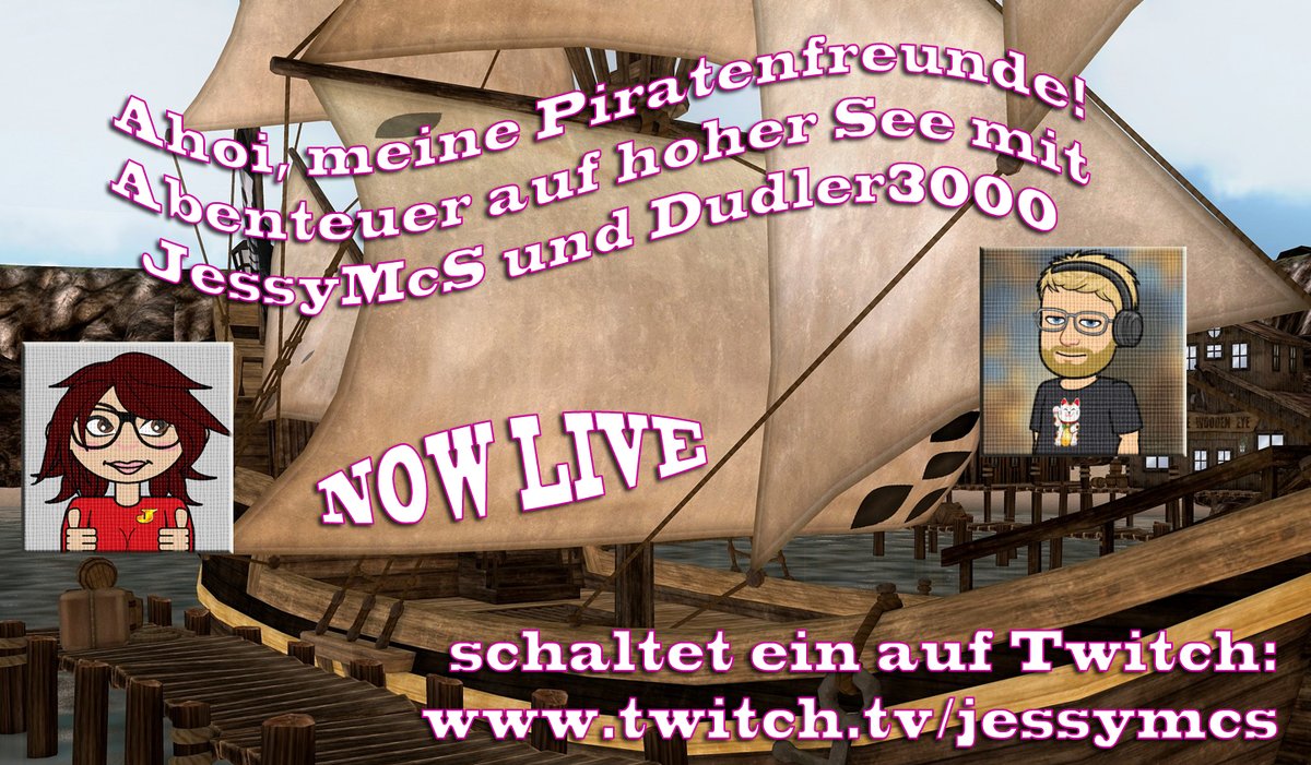 JessyMcSinger's tweet photo. Die Piraten-Crew segelt wieder los...
mit JessyMcS und Dudler3000 live auf Twitch:
https://t.co/wsWCq5bkmw

#Streaming #Twitch #TwitchDE #Gaming #BadGameplay #LostGirl #Coop #SeaOfThieves https://t.co/0iUGZIkFDG
