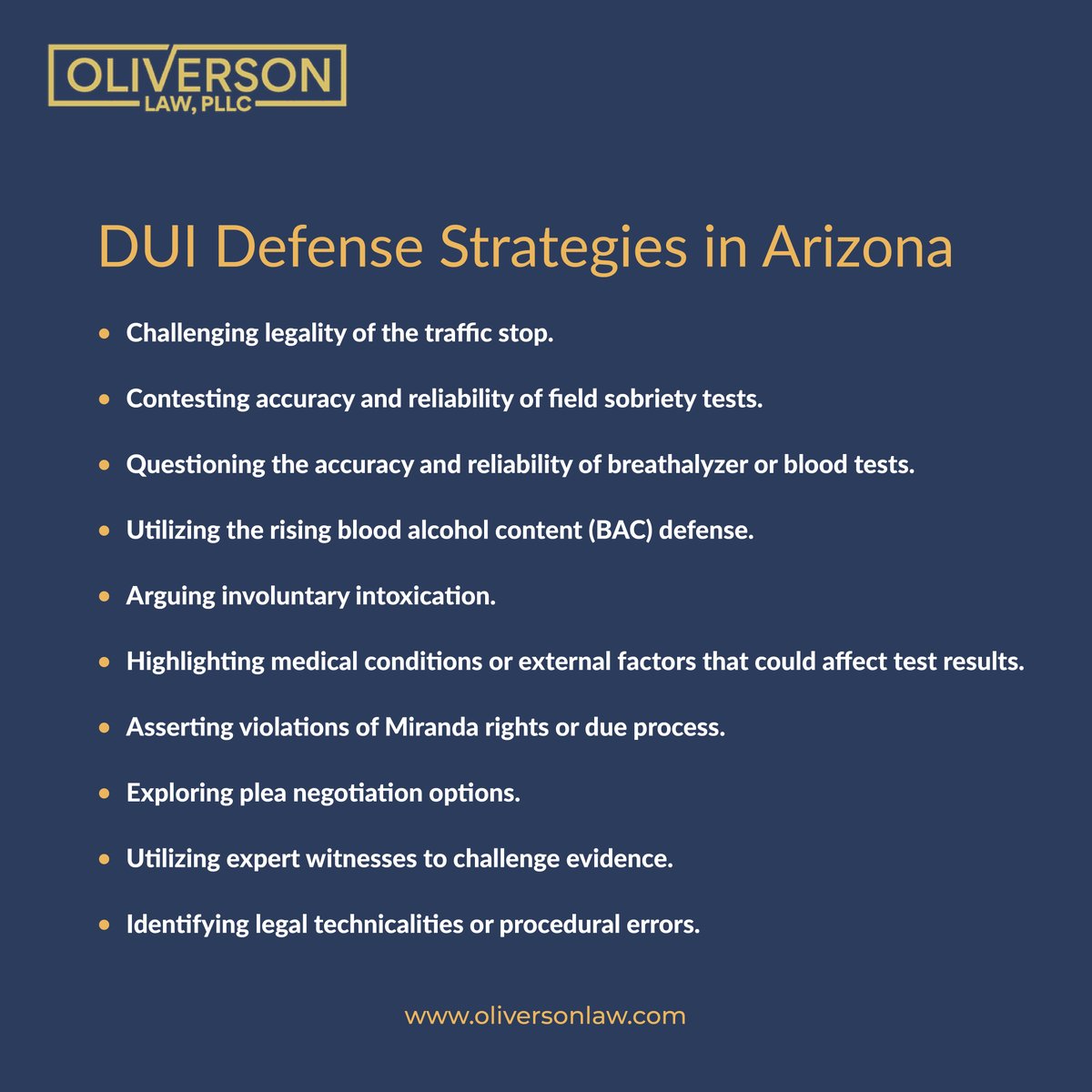 OliversonLaw's tweet image. 🚫🍻 Defending DUI charges in Arizona: Powerful strategies to protect your rights. ⚖️🔒
#DUIDefense #LegalStrategies #TrafficStopChallenge #FieldSobrietyTests #BreathalyzerAccuracy #BloodTestReliability #RisingBACDefense #InvoluntaryIntoxication