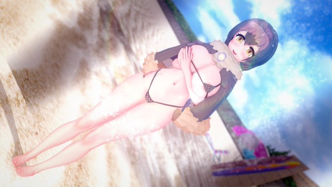 マイクロビキニ姿で海辺に来たド-ド-ちゃん🦤👙 