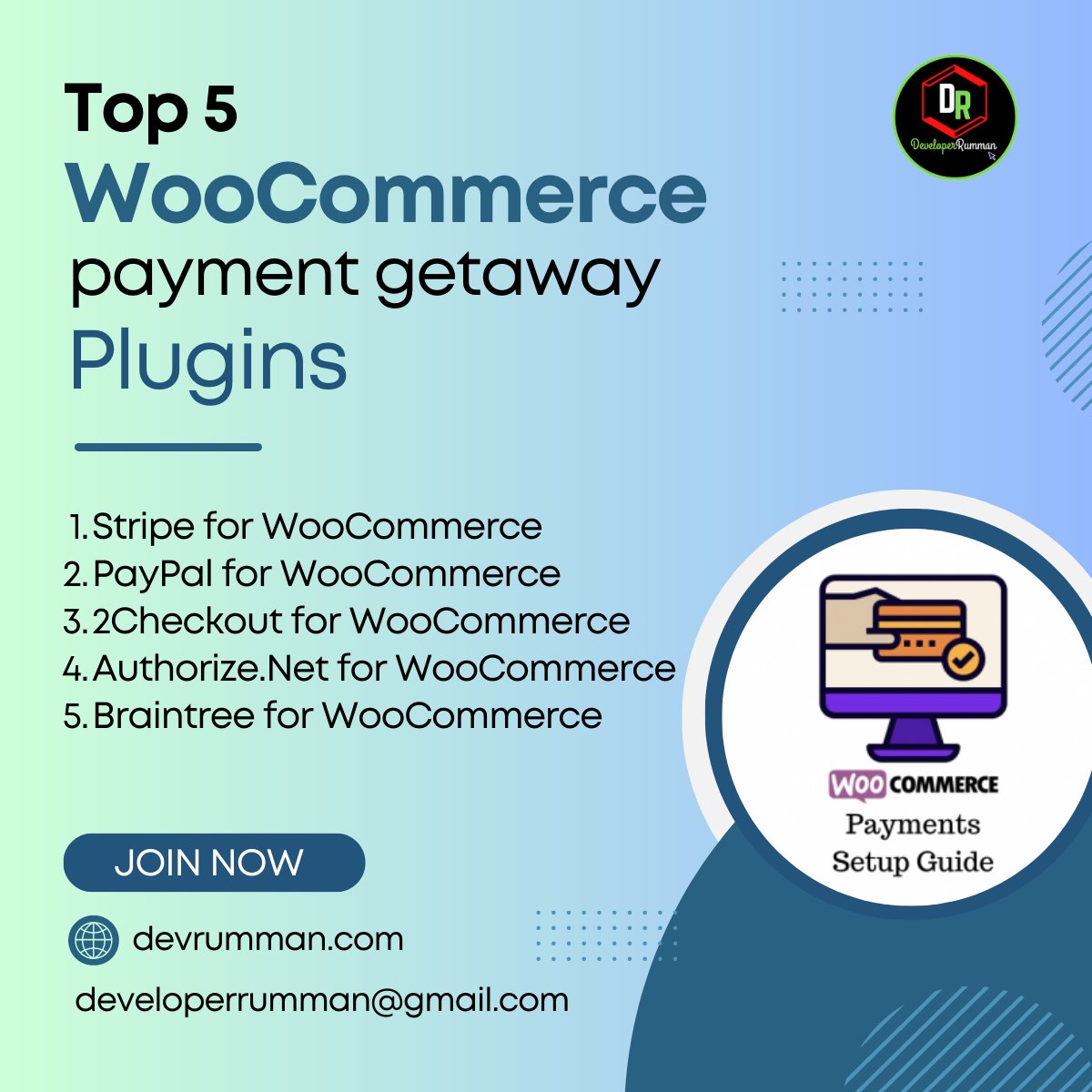 devrumman's tweet photo. 🌐Top 5 International WooCommerce Payment Gateway Plugins 
1️⃣ Stripe for WooCommerce:
2️⃣ PayPal for WooCommerce:
3️⃣ 2Checkout for WooCommerce:
4️⃣ https://t.co/yvRlhmhIL1 for WooCommerce:
5️⃣ Braintree for WooCommerce:
#WooCommerce #PaymentGateway #InternationalBusiness #Ecommerce https://t.co/le3ZECefrk