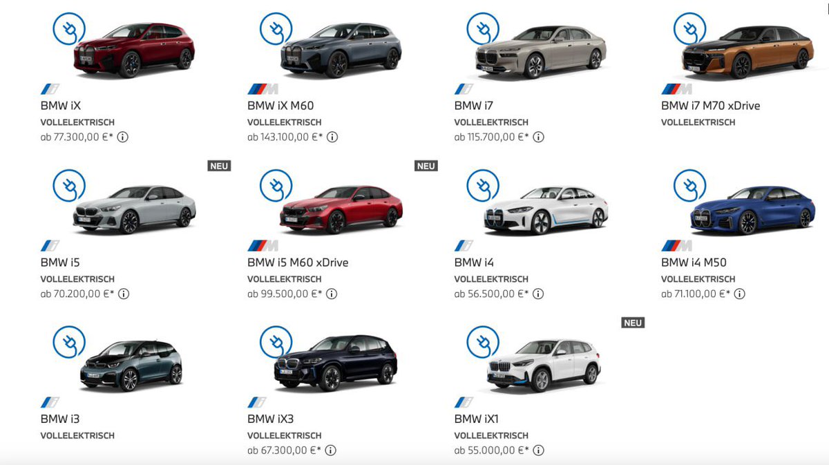 vadsonspb's tweet photo. А тем временем модельный ряд полностью электрических BMW уже такой и запас хода у них 500+ км https://t.co/xJKDHNSmUj